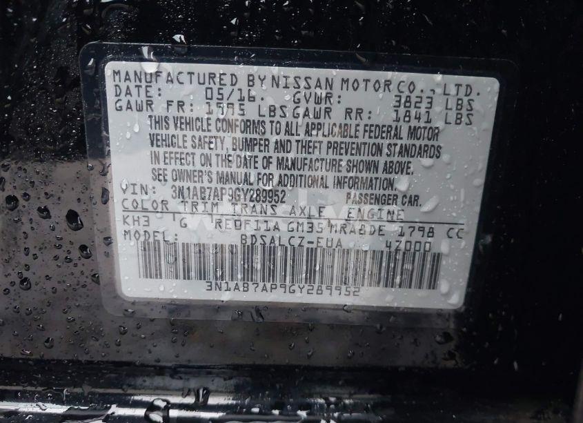 Photo 9 of 2016 Nissan Sentra FE+ S (VIN 3N1AB7AP9GY289952)