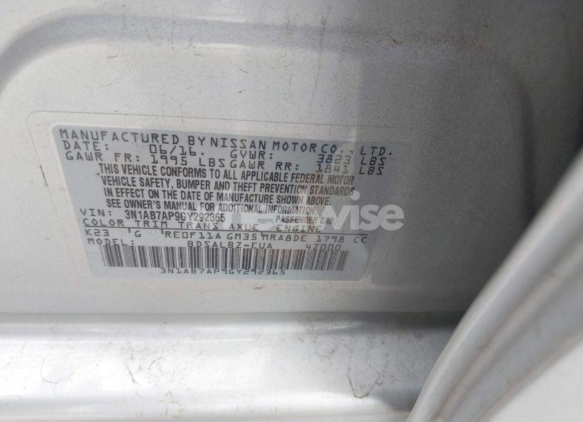 Photo 9 of 2016 Nissan Sentra S (VIN 3N1AB7AP9GY292365)