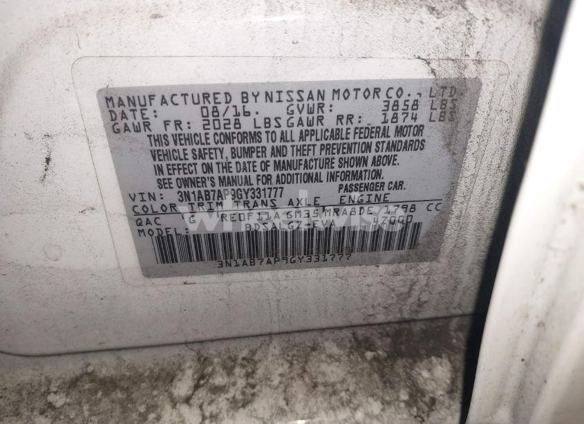 Photo 9 of 2016 Nissan Sentra SL (VIN 3N1AB7AP9GY331777)