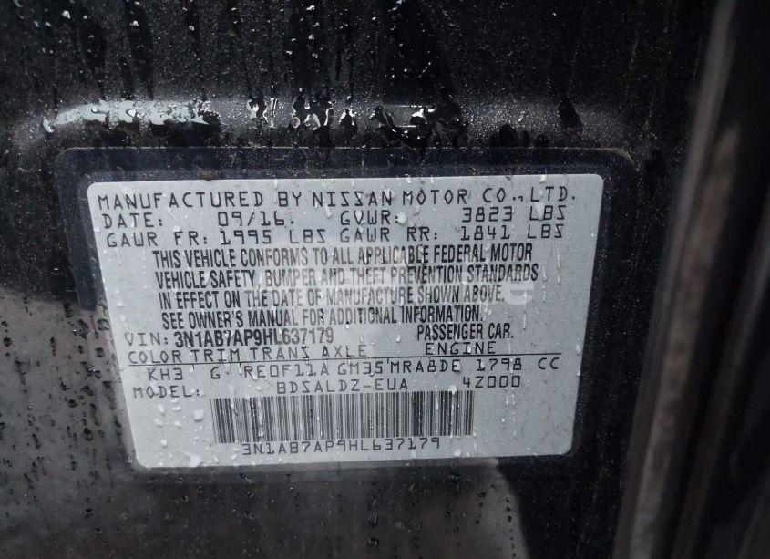 Photo 9 of 2017 Nissan Sentra S/SL/SR/SV (VIN 3N1AB7AP9HL637179)