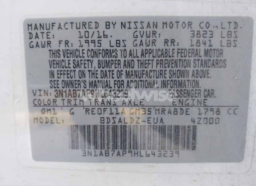 Photo 9 of 2017 Nissan Sentra SV (VIN 3N1AB7AP9HL643239)