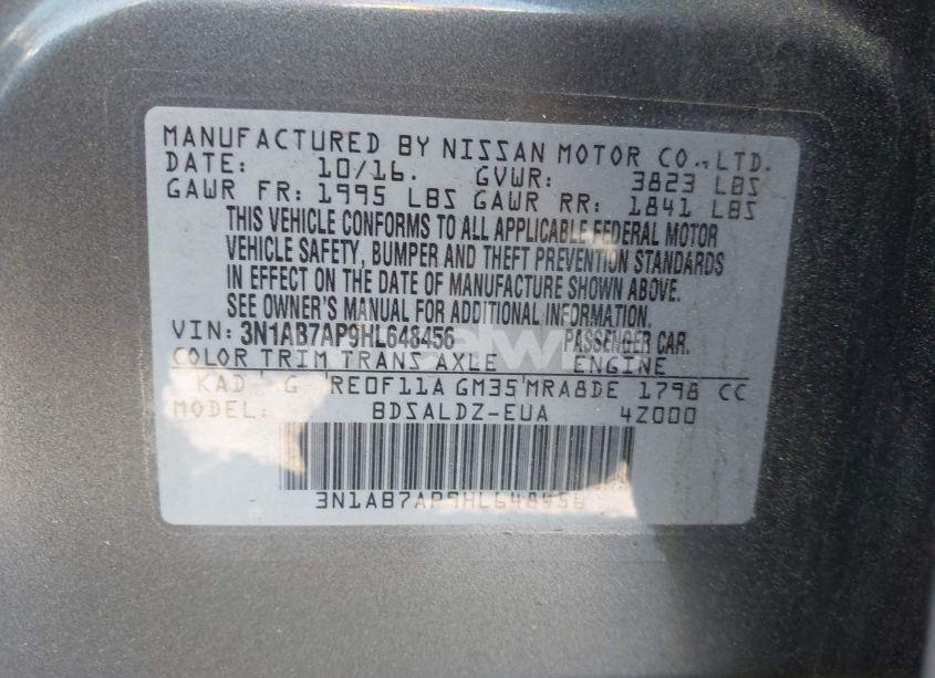 Photo 9 of 2017 Nissan Sentra SV (VIN 3N1AB7AP9HL648456)