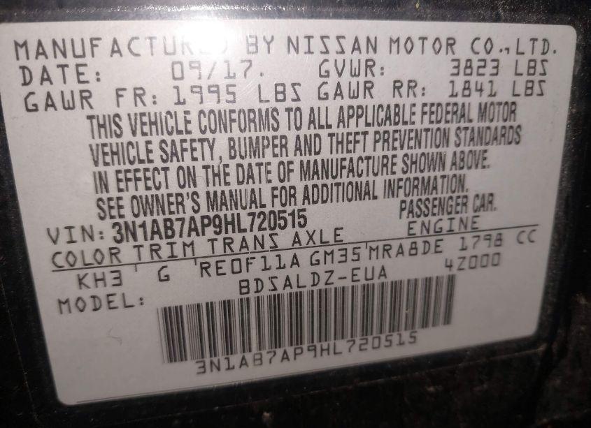 Photo 9 of 2017 Nissan Sentra SV (VIN 3N1AB7AP9HL720515)