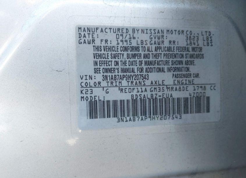 Photo 9 of 2017 Nissan Sentra S (VIN 3N1AB7AP9HY207543)