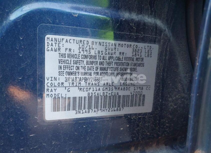 Photo 9 of 2017 Nissan Sentra S (VIN 3N1AB7AP9HY216887)