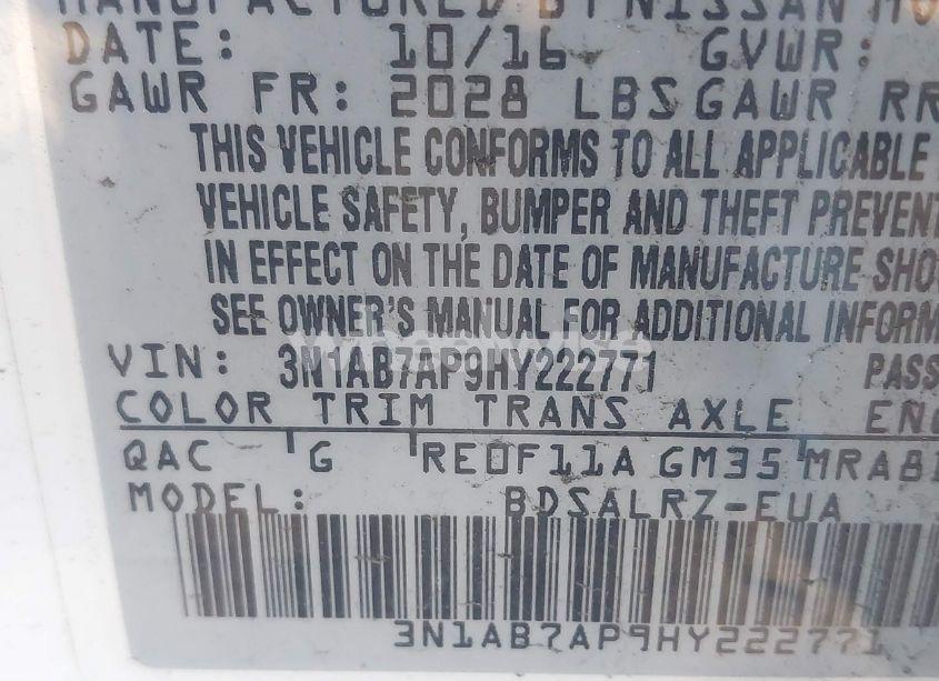 Photo 9 of 2017 Nissan Sentra SR (VIN 3N1AB7AP9HY222771)