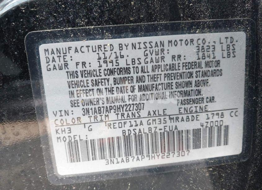 Photo 9 of 2017 Nissan Sentra S (VIN 3N1AB7AP9HY227307)