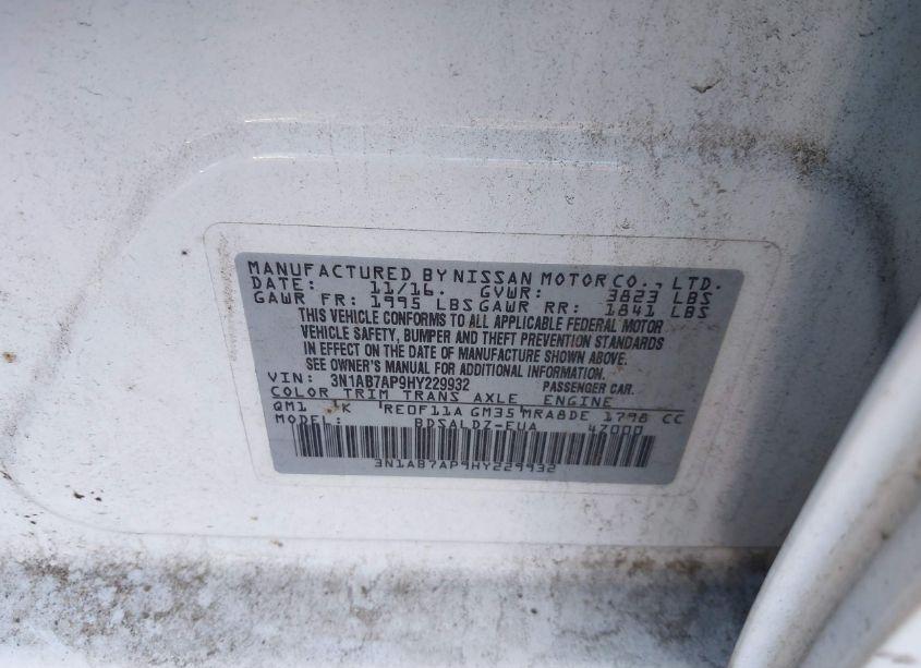 Photo 9 of 2017 Nissan Sentra SV (VIN 3N1AB7AP9HY229932)