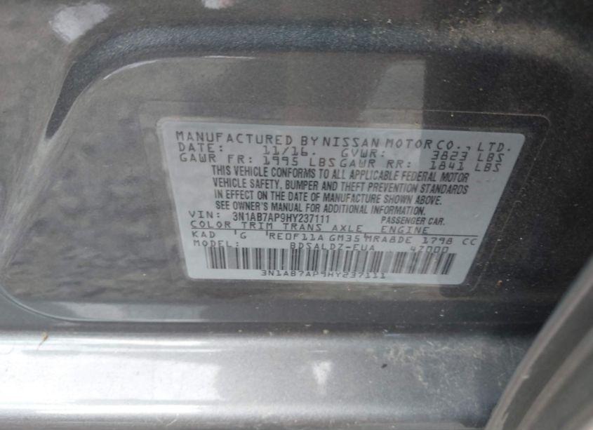 Photo 9 of 2017 Nissan Sentra SV (VIN 3N1AB7AP9HY237111)