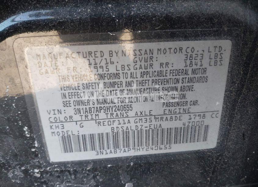 Photo 9 of 2017 Nissan Sentra SV (VIN 3N1AB7AP9HY240655)