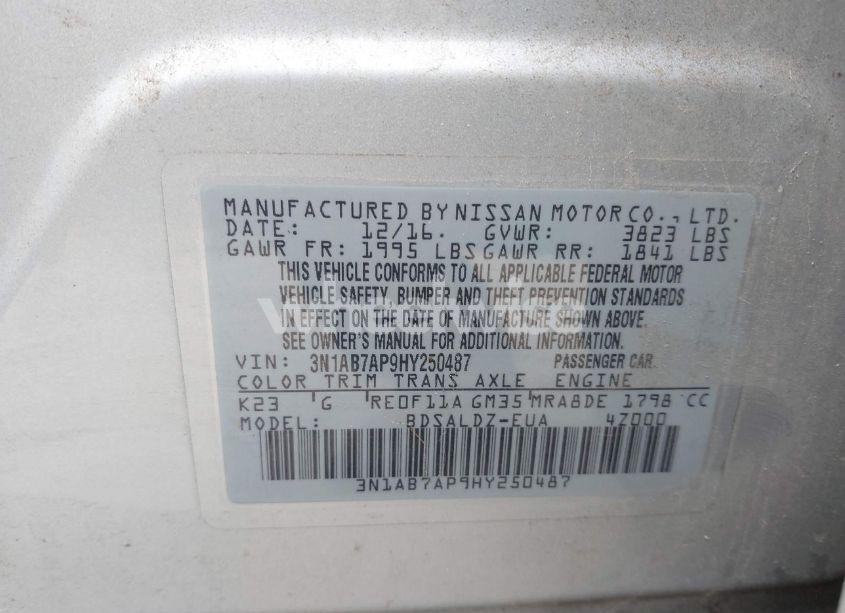 Photo 9 of 2017 Nissan Sentra SV (VIN 3N1AB7AP9HY250487)