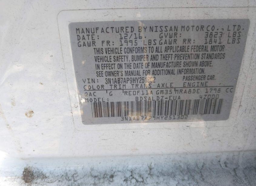 Photo 9 of 2017 Nissan Sentra SV (VIN 3N1AB7AP9HY251302)