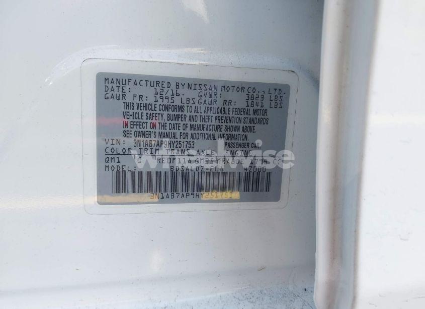 Photo 9 of 2017 Nissan Sentra SV (VIN 3N1AB7AP9HY251753)