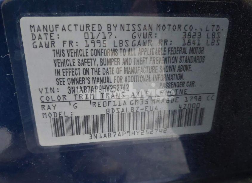 Photo 9 of 2017 Nissan Sentra S (VIN 3N1AB7AP9HY252742)