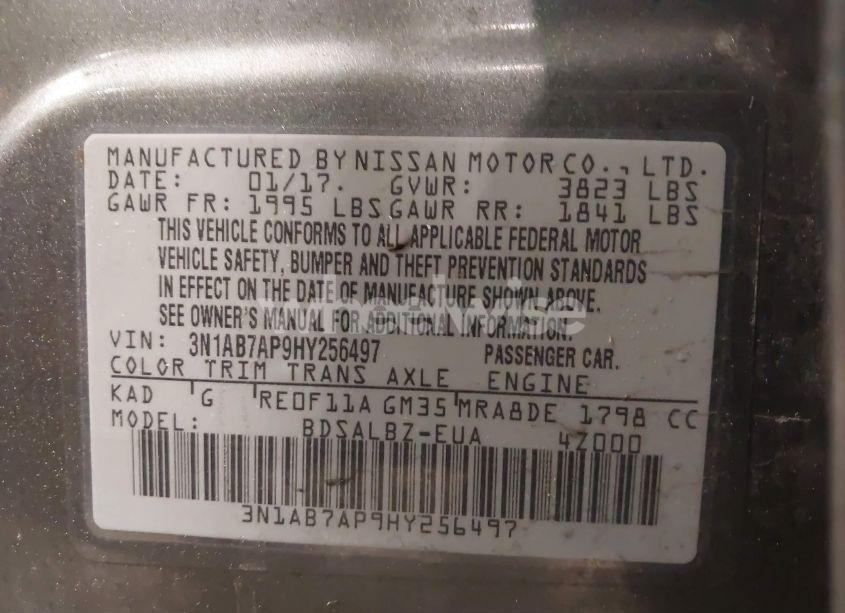 Photo 9 of 2017 Nissan Sentra S (VIN 3N1AB7AP9HY256497)