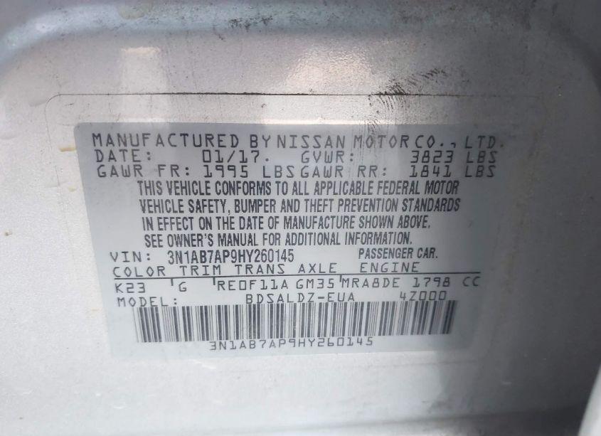 Photo 9 of 2017 Nissan Sentra SV (VIN 3N1AB7AP9HY260145)