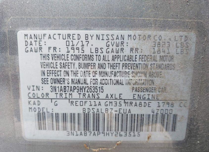 Photo 9 of 2017 Nissan Sentra S (VIN 3N1AB7AP9HY263515)