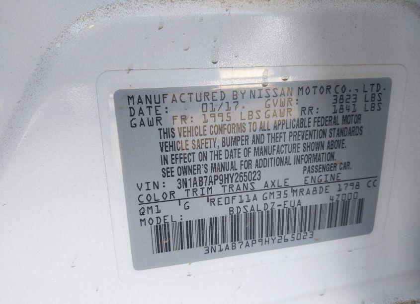 Photo 9 of 2017 Nissan Sentra SV (VIN 3N1AB7AP9HY265023)