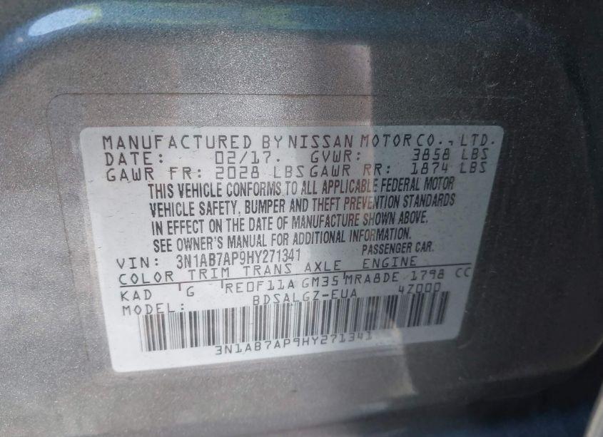 Photo 9 of 2017 Nissan Sentra SL (VIN 3N1AB7AP9HY271341)