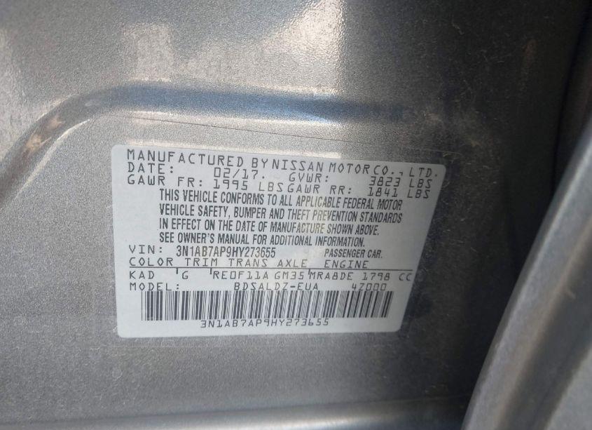 Photo 9 of 2017 Nissan Sentra SV (VIN 3N1AB7AP9HY273655)