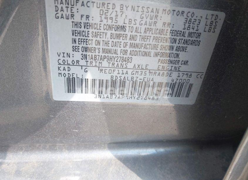 Photo 9 of 2017 Nissan Sentra S (VIN 3N1AB7AP9HY278483)