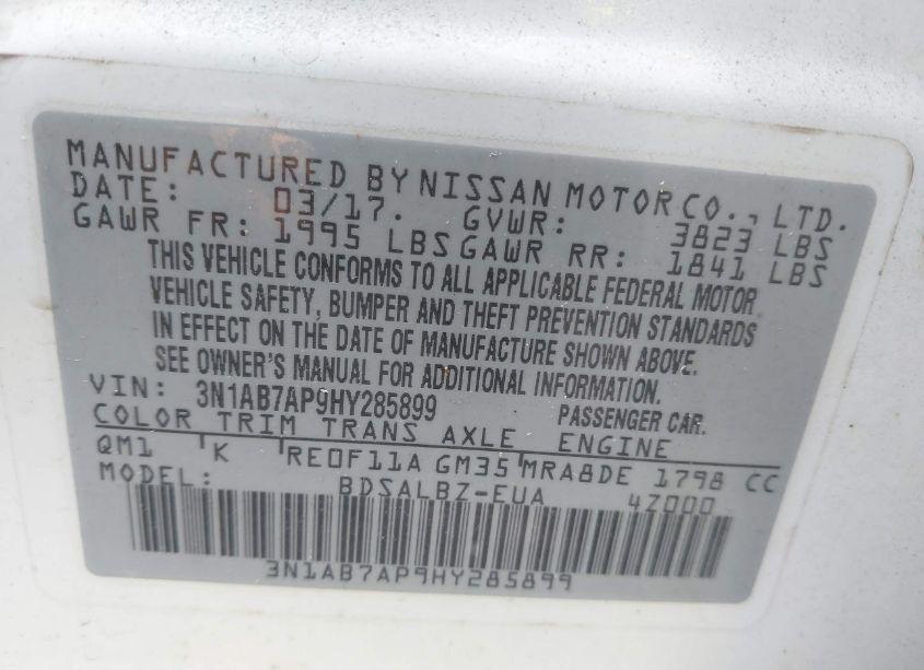 Photo 9 of 2017 Nissan Sentra S (VIN 3N1AB7AP9HY285899)