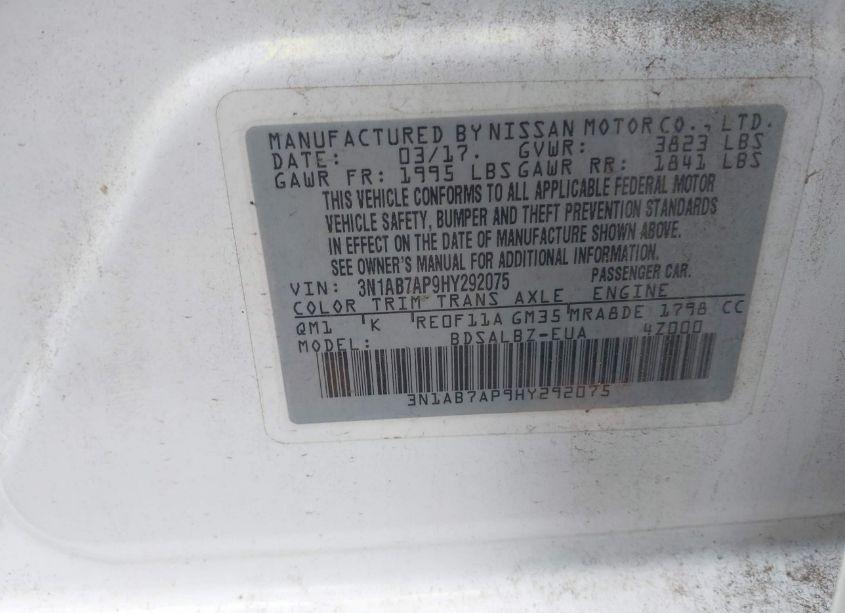 Photo 9 of 2017 Nissan Sentra S (VIN 3N1AB7AP9HY292075)