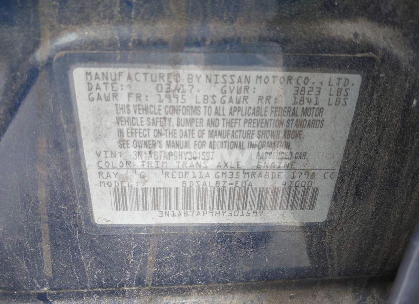 Photo 9 of 2017 Nissan Sentra S (VIN 3N1AB7AP9HY301597)