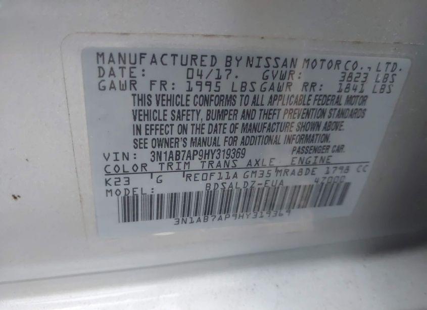 Photo 9 of 2017 Nissan Sentra SV (VIN 3N1AB7AP9HY319369)