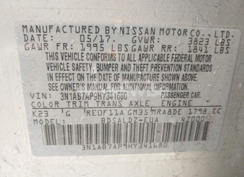 Photo 9 of 2017 Nissan Sentra SV (VIN 3N1AB7AP9HY341680)