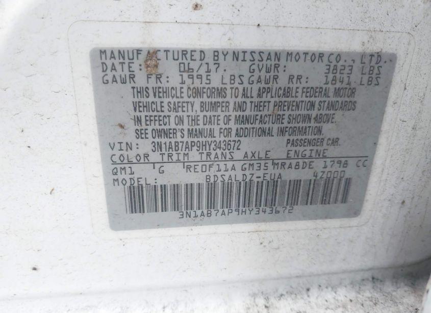 Photo 9 of 2017 Nissan Sentra SV (VIN 3N1AB7AP9HY343672)