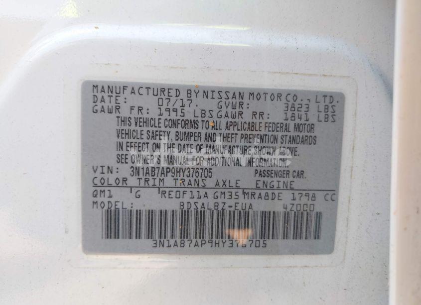 Photo 9 of 2017 Nissan Sentra S (VIN 3N1AB7AP9HY376705)