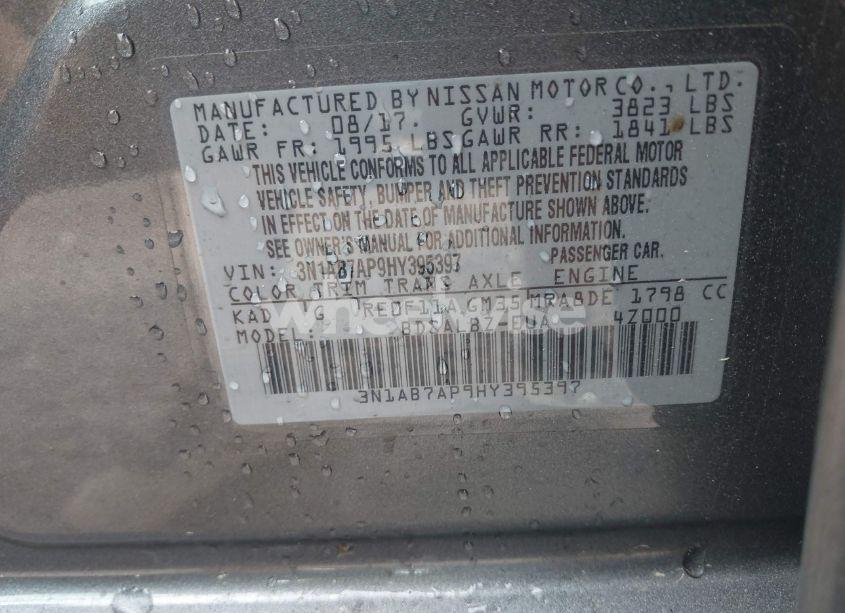 Photo 9 of 2017 Nissan Sentra S (VIN 3N1AB7AP9HY395397)