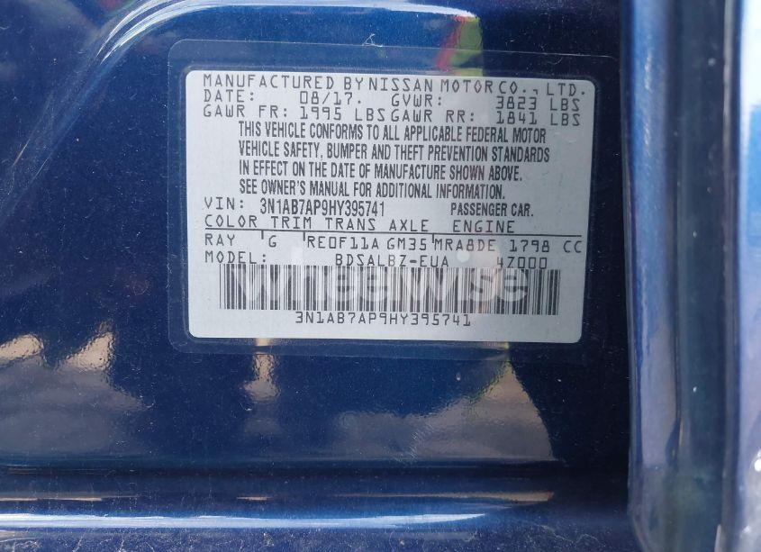 Photo 9 of 2017 Nissan Sentra S (VIN 3N1AB7AP9HY395741)