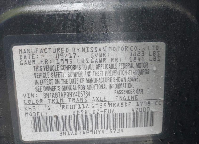 Photo 9 of 2017 Nissan Sentra SV (VIN 3N1AB7AP9HY405734)