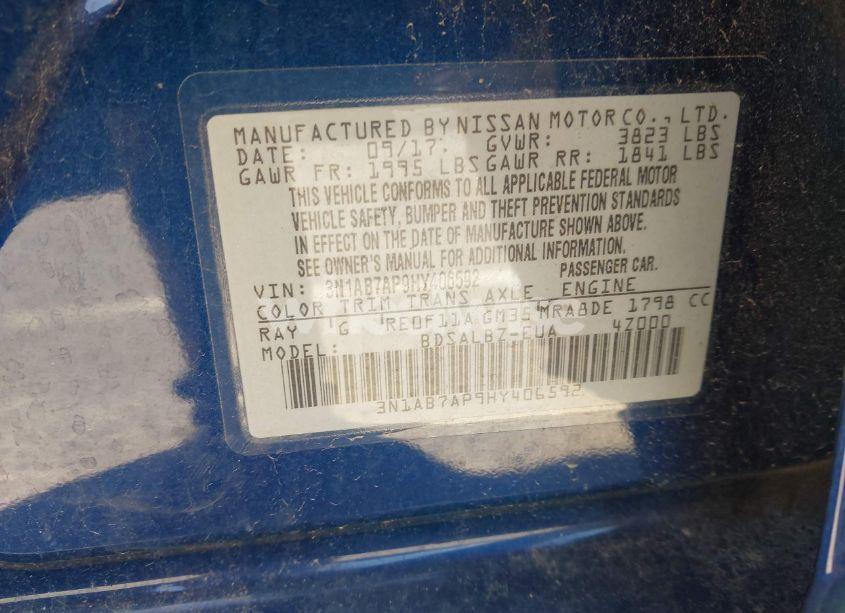 Photo 9 of 2017 Nissan Sentra S (VIN 3N1AB7AP9HY406592)