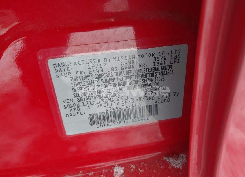 Photo 9 of 2018 Nissan Sentra SV (VIN 3N1AB7AP9JL616662)