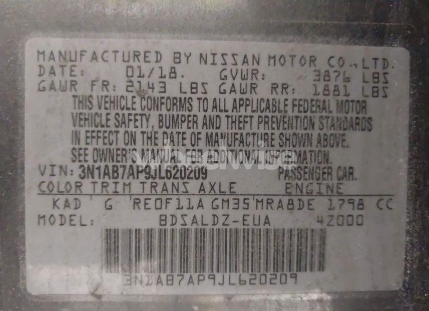 Photo 9 of 2018 Nissan Sentra SV (VIN 3N1AB7AP9JL620209)