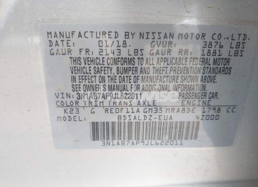 Photo 9 of 2018 Nissan Sentra SV (VIN 3N1AB7AP9JL622011)