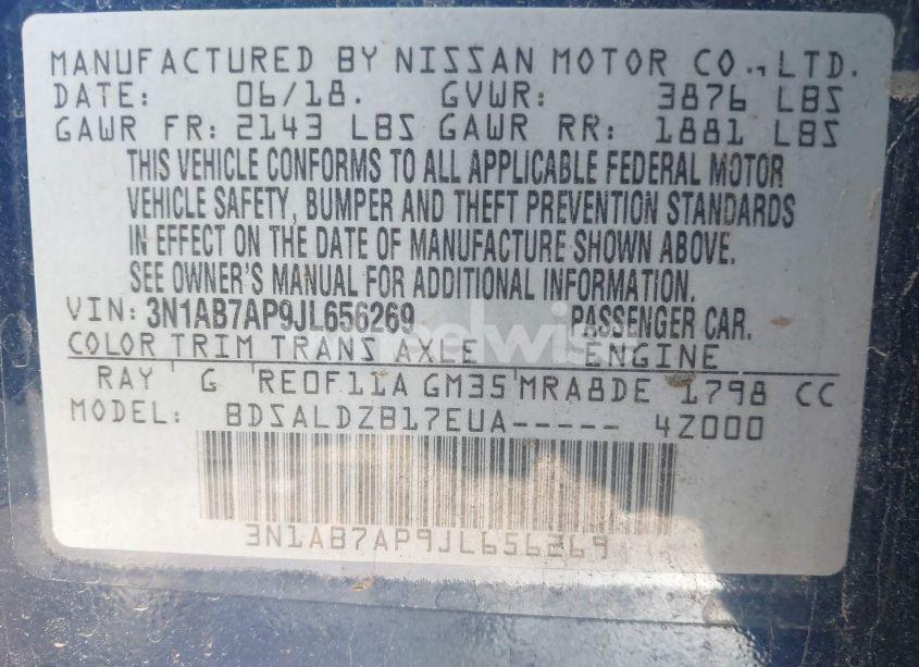 Photo 9 of 2018 Nissan Sentra SV (VIN 3N1AB7AP9JL656269)