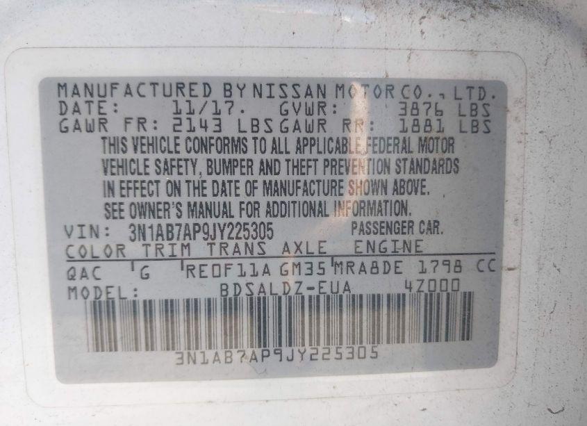 Photo 9 of 2018 Nissan Sentra SV (VIN 3N1AB7AP9JY225305)