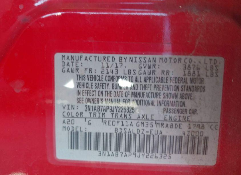 Photo 9 of 2018 Nissan Sentra SV (VIN 3N1AB7AP9JY226325)