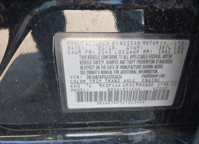 Photo 9 of 2018 Nissan Sentra S/SV/SR/SL (VIN 3N1AB7AP9JY263424)