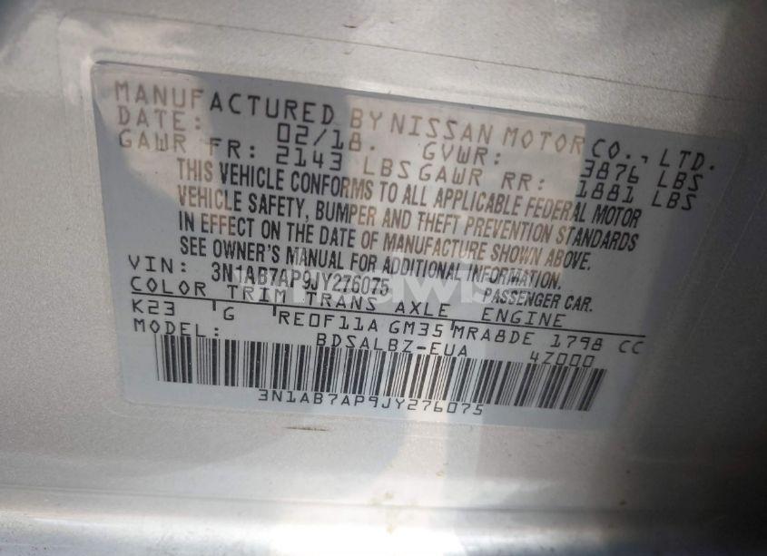 Photo 9 of 2018 Nissan Sentra S (VIN 3N1AB7AP9JY276075)