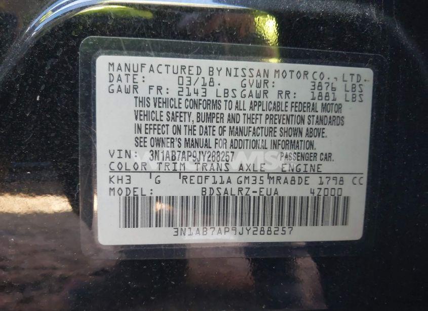 Photo 9 of 2018 Nissan Sentra SR (VIN 3N1AB7AP9JY288257)