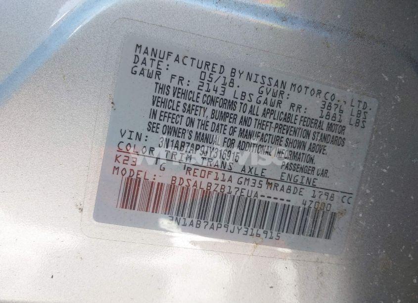 Photo 9 of 2018 Nissan Sentra S (VIN 3N1AB7AP9JY316915)