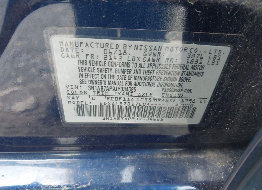 Photo 9 of 2018 Nissan Sentra S (VIN 3N1AB7AP9JY334685)