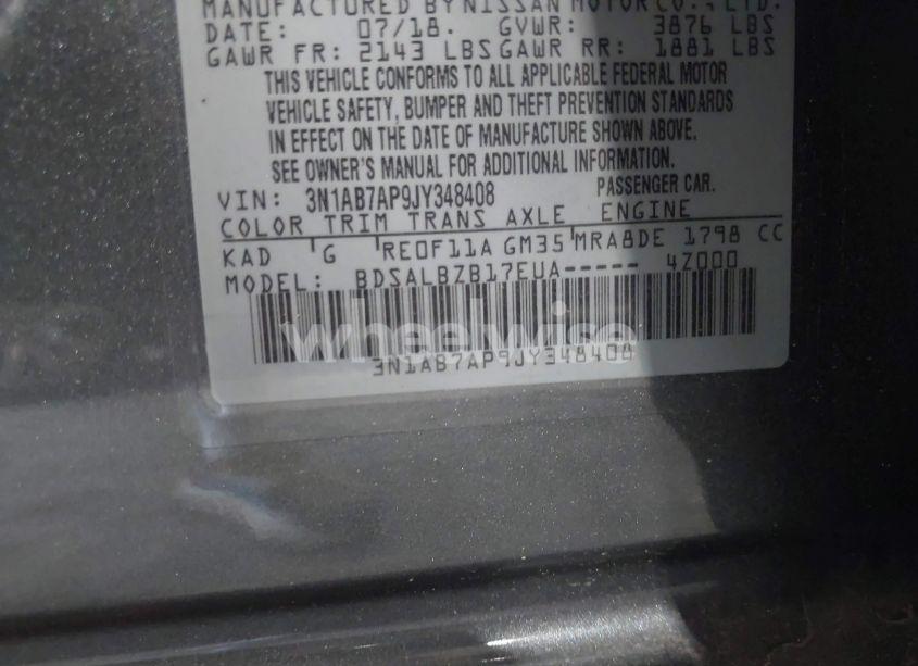 Photo 9 of 2018 Nissan Sentra S (VIN 3N1AB7AP9JY348408)