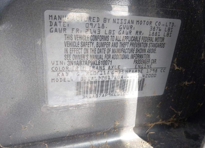 Photo 9 of 2019 Nissan Sentra SV (VIN 3N1AB7AP9KL610071)