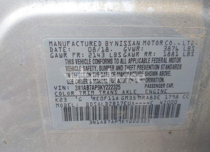 Photo 9 of 2019 Nissan Sentra SV (VIN 3N1AB7AP9KY222325)